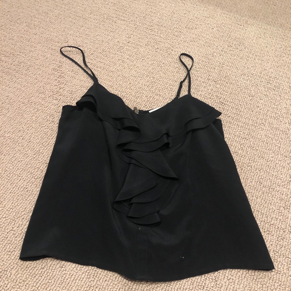 Black tank top with ruffle